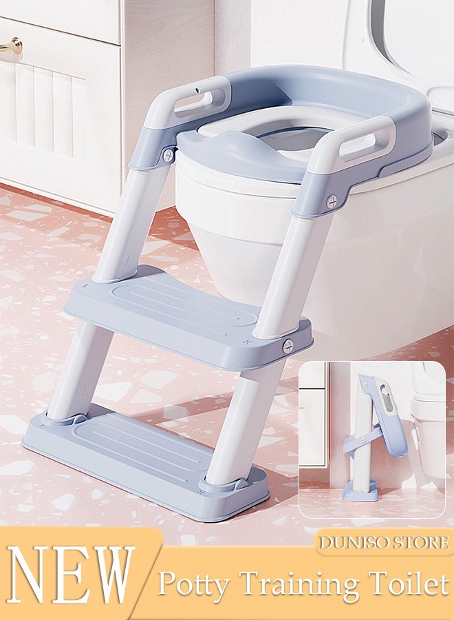 Kids Potty Training Toilet Seat with Step Stool Ladder,Toddlers-Comfortable Safe Potty Seat with Anti-Slip Pads Folding Ladder for Boys and Girls