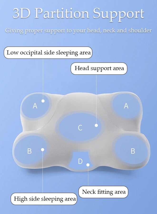 Super Comfort Ergonomic Pillow for Neck Head and Shoulder Pain Relief Contour Support Pillows for Bed Sleeping Orthopedic Cervical Spine Stretch Pillow for Side Back Stomach Sleeper