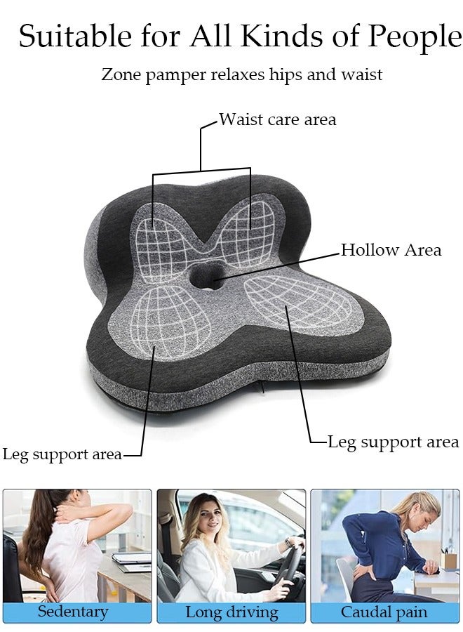 Seat Cushion Memory Foam Cushion for Office Chair, Car Seat, Airplane, Bleacher - Sciatica & Hip & Coccyx Pain Relief Desk Chair Cushion for Long Sitting Office Workers, Car Drivers