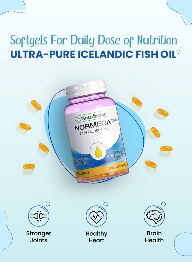 Normega 1000 - Omega-3 DHA & EPA Fish Oil Softgels for Heart, Vision & Joint Health