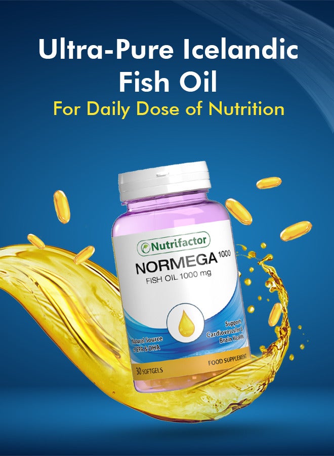 Normega 1000 - Omega-3 DHA & EPA Fish Oil Softgels for Heart, Vision & Joint Health