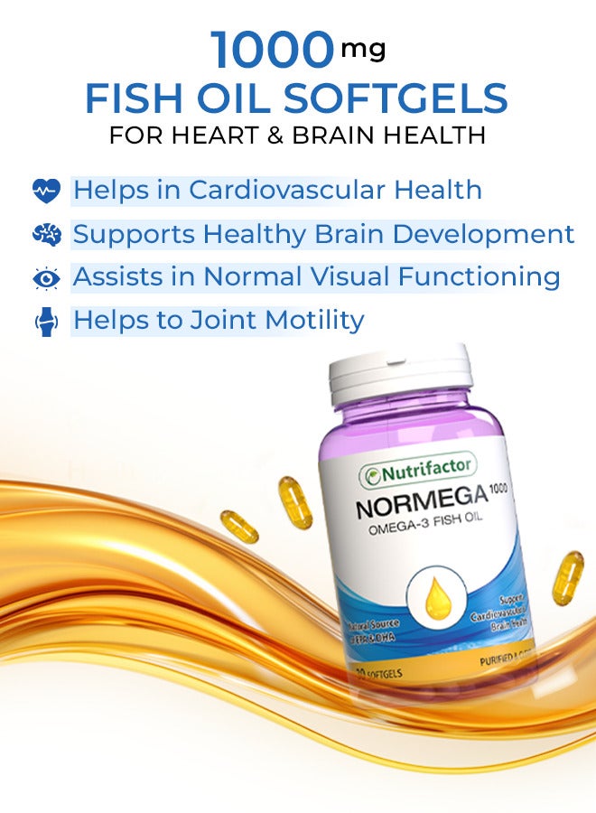 Normega 1000 - Omega-3 DHA & EPA Fish Oil Softgels for Heart, Vision & Joint Health