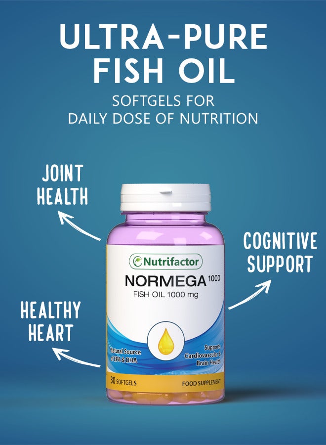 Normega 1000 - Omega-3 DHA & EPA Fish Oil Softgels for Heart, Vision & Joint Health