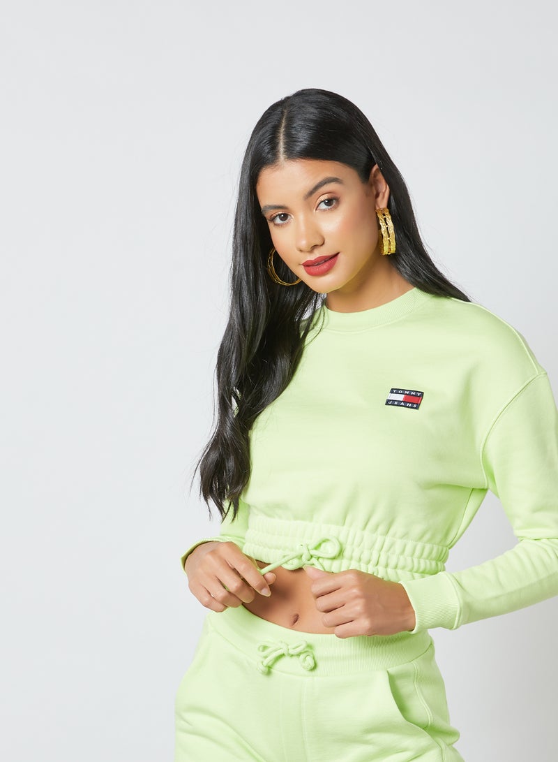 Logo Badge Cropped Sweatshirt Faded Lime