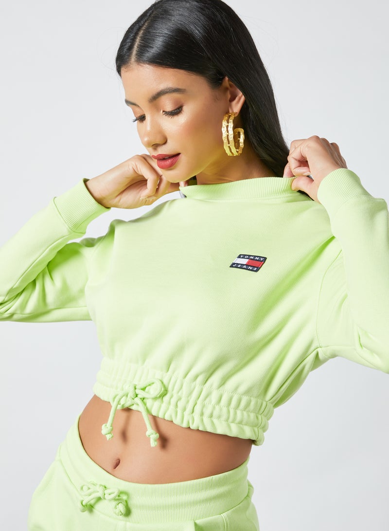 Logo Badge Cropped Sweatshirt Faded Lime