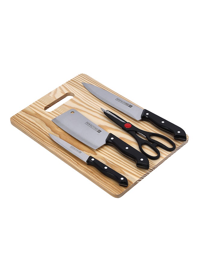 5-Piece Deluxe Cutting Set Black/Silver 35cm