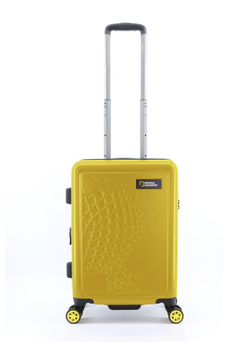 National Geographic Globe ABS Hard Shell Carry-On Small Cabin Suitcase Yellow, Durable Lightweight Travel Luggage, 4 Double Wheel Trolley Bag with TSA Combination Lock (49 cm/20 Inch).