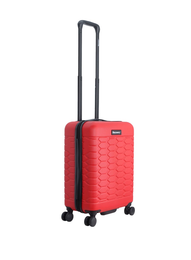 Discovery Reptile ABS Hardshell Small Cabin Carry-On Luggage Red, Durable Lightweight Suitcase, 4 Double Wheel With TSA Lock Trolley Bag (20 Inch).