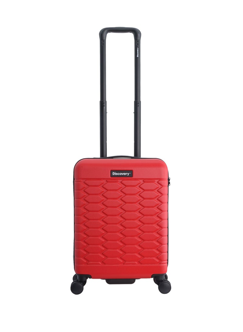 Discovery Reptile ABS Hardshell Small Cabin Carry-On Luggage Red, Durable Lightweight Suitcase, 4 Double Wheel With TSA Lock Trolley Bag (20 Inch).