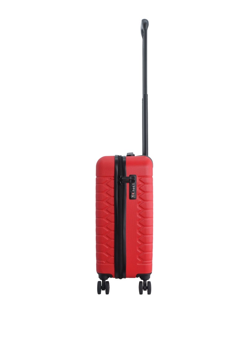 Discovery Reptile ABS Hardshell Small Cabin Carry-On Luggage Red, Durable Lightweight Suitcase, 4 Double Wheel With TSA Lock Trolley Bag (20 Inch).