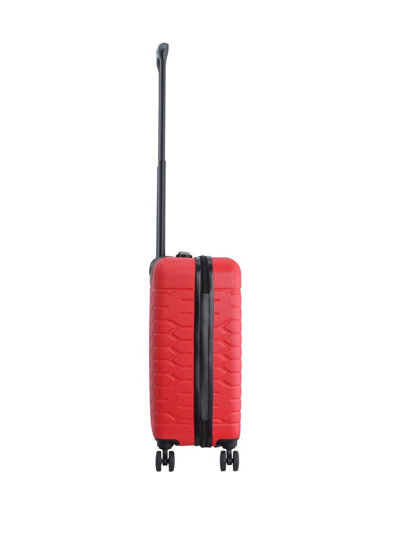 Discovery Reptile ABS Hardshell Small Cabin Carry-On Luggage Red, Durable Lightweight Suitcase, 4 Double Wheel With TSA Lock Trolley Bag (20 Inch).