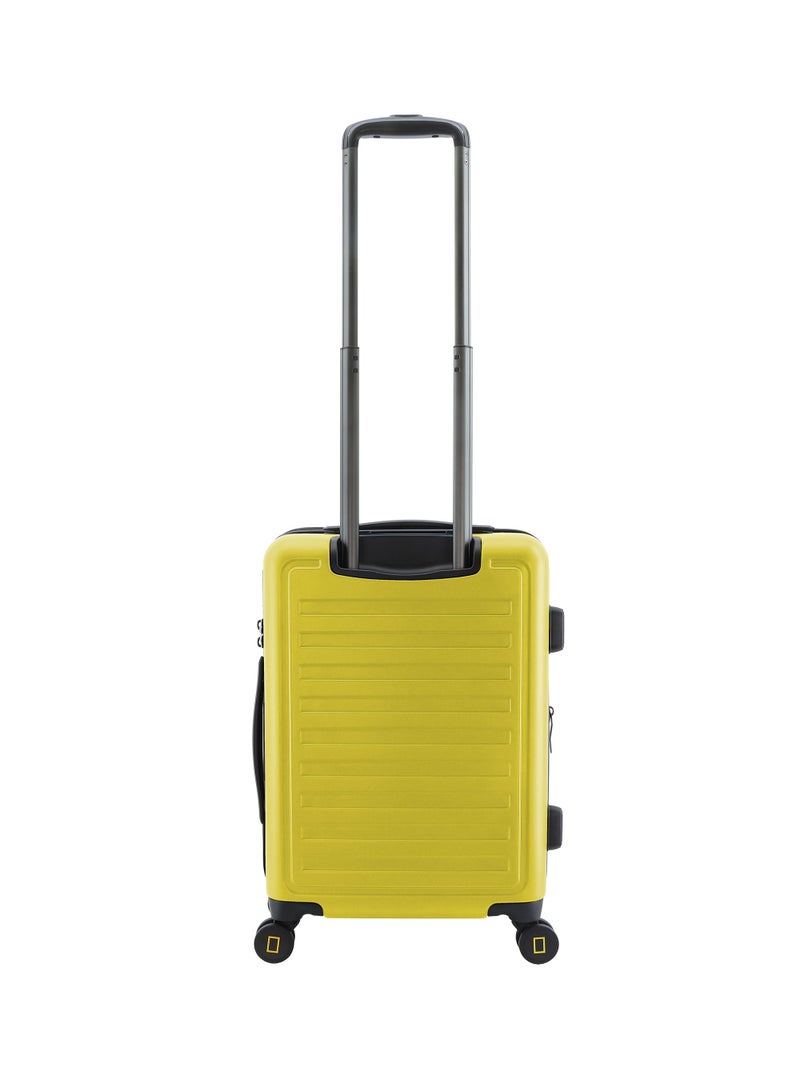 National Geographic Cruise 100% PC Hardshell Suitcase Set, Durable Lightweight  TSA Combination Lock Travel Luggage, 4 Quite Spinner Wheel, 3pcs Trolley Bag (20+24+28 Inch) Yellow.