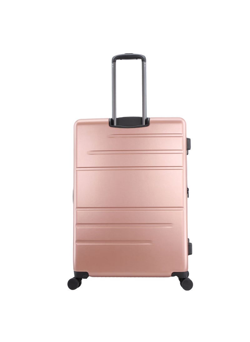 Discovery Patrol Hardside Check-In Large Travel Suitcase, 100% PC Durable Ultra Lightweight Hard Shell Expandable Luggage, 4 Double Wheel, TSA Lock Trolley Bag Black (71 cm/28 Inch) Pink.