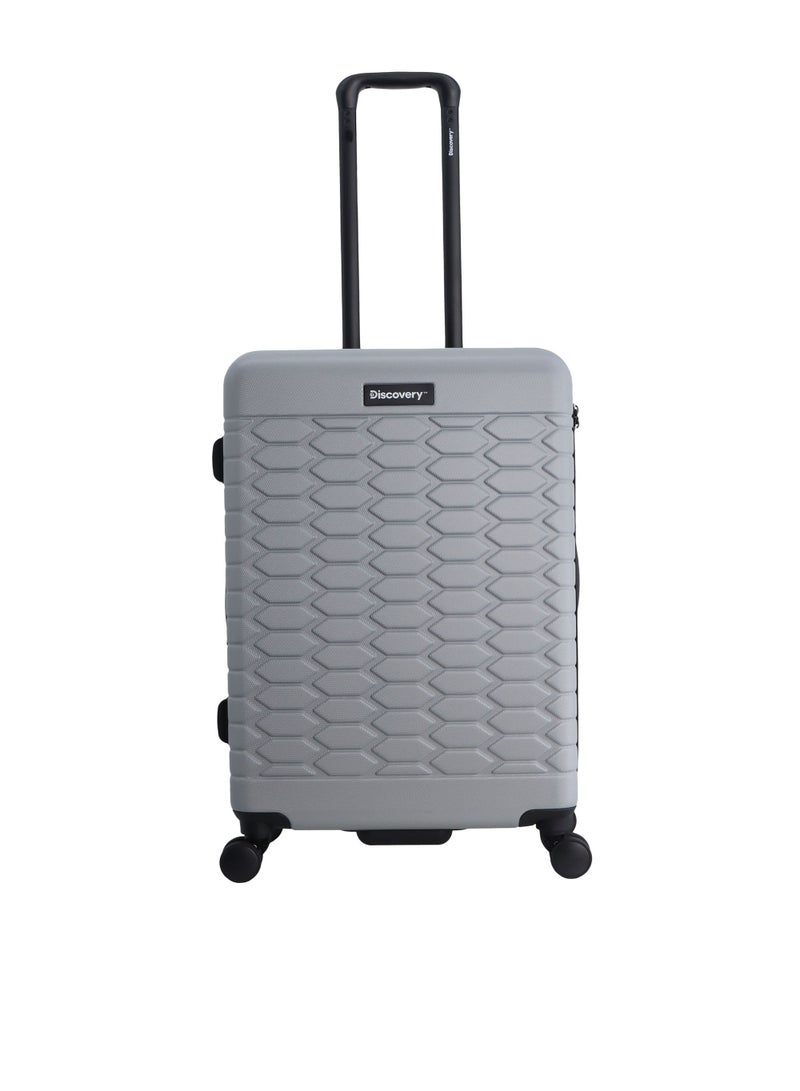 Discovery Reptile ABS Hardshell Medium Check-In Luggage Silver, Durable Lightweight Expandable Suitcase, 4 Double Wheel With TSA Lock Trolley Bag (24 Inch).