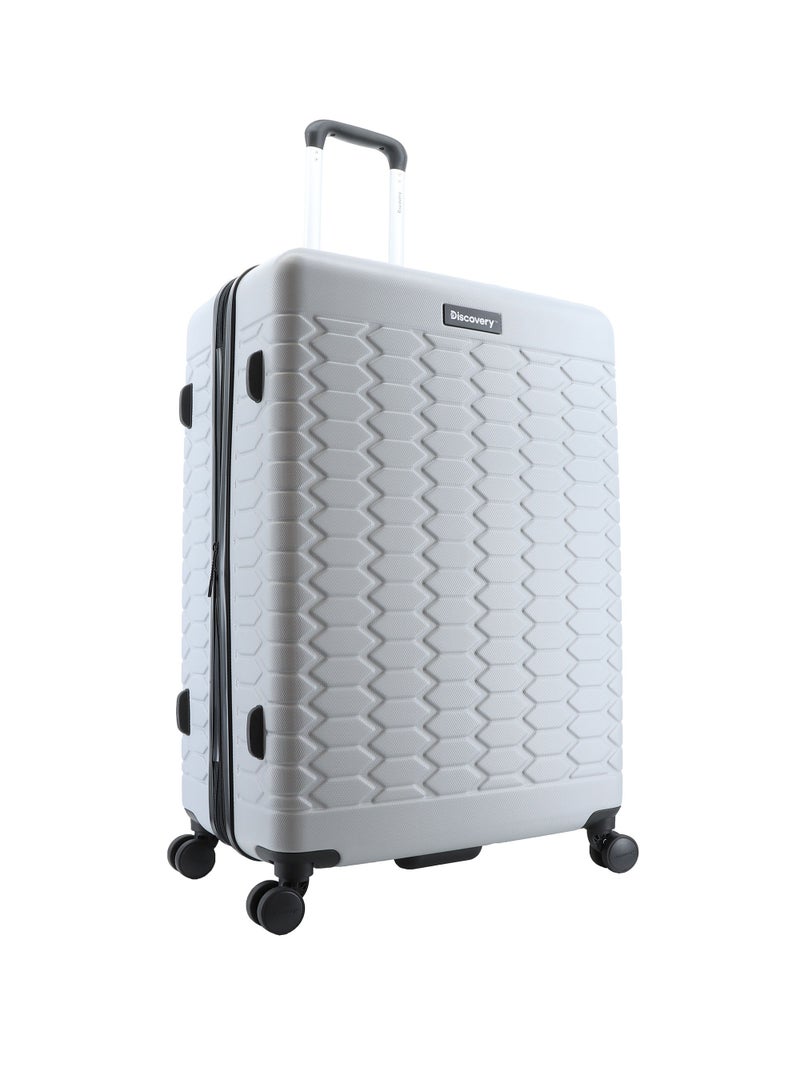 Discovery Reptile ABS Hardshell Large Check-In Luggage Silver, Durable Lightweight Expandable Suitcase, 4 Double Wheel With TSA Lock Trolley Bag (28 Inch).