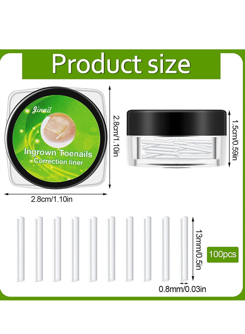 Ingrown Toenail Corrector Strips Toenail Correction Patches Curved Toenails Straightening Recover Clips Thick Paronychia Pedicure Tool Toenail Straightener Strip for Men Women Foot Care 100 Pieces