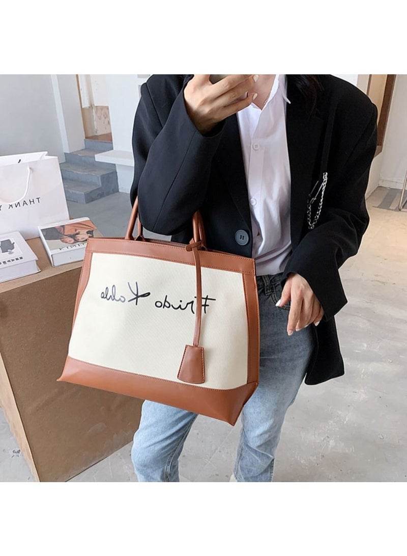 Fashion Designer Shopping Leather Handle Bags Women Handbags Ladies Canvas Tote Handbag Rup Art