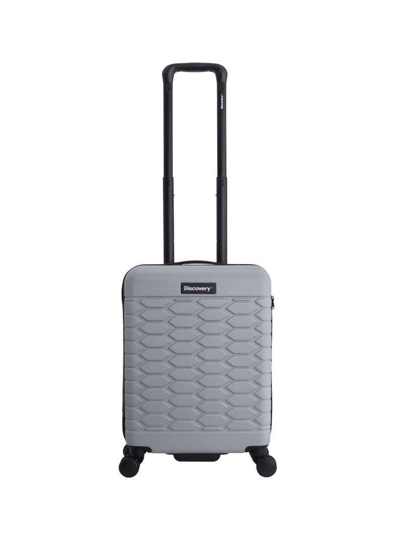 Discovery Reptile ABS Hardshell Small Cabin Carry-On Luggage Silver, Durable Lightweight Suitcase, 4 Double Wheel With TSA Lock Trolley Bag (20 Inch).