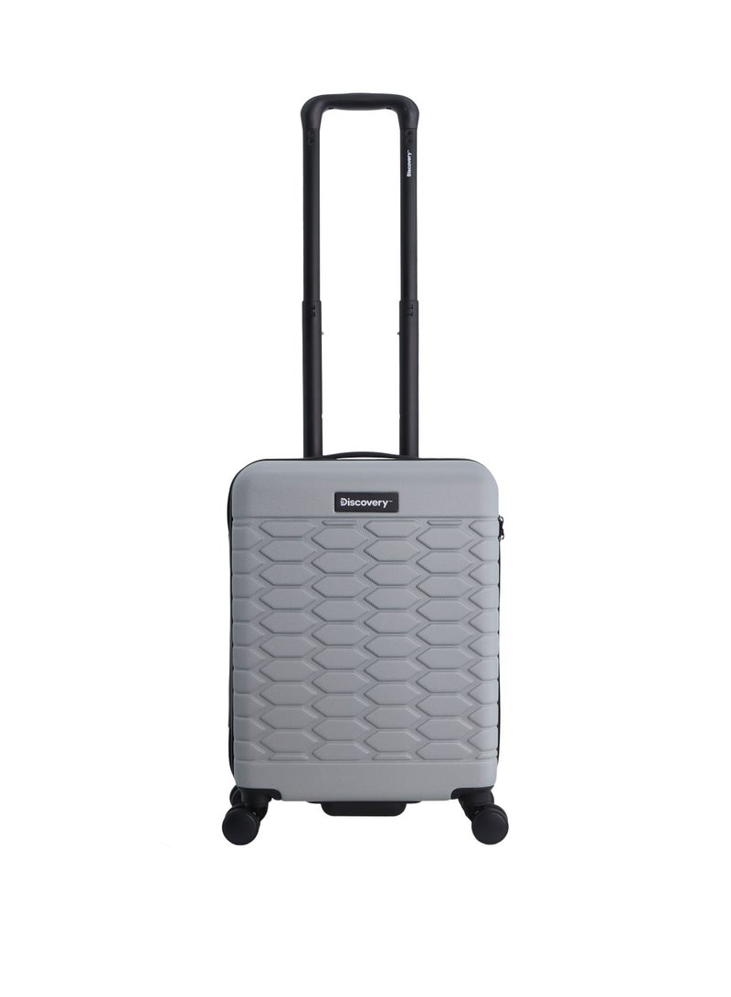 Discovery Reptile ABS Hardshell Small Cabin Carry-On Luggage Silver, Durable Lightweight Suitcase, 4 Double Wheel With TSA Lock Trolley Bag (20 Inch).