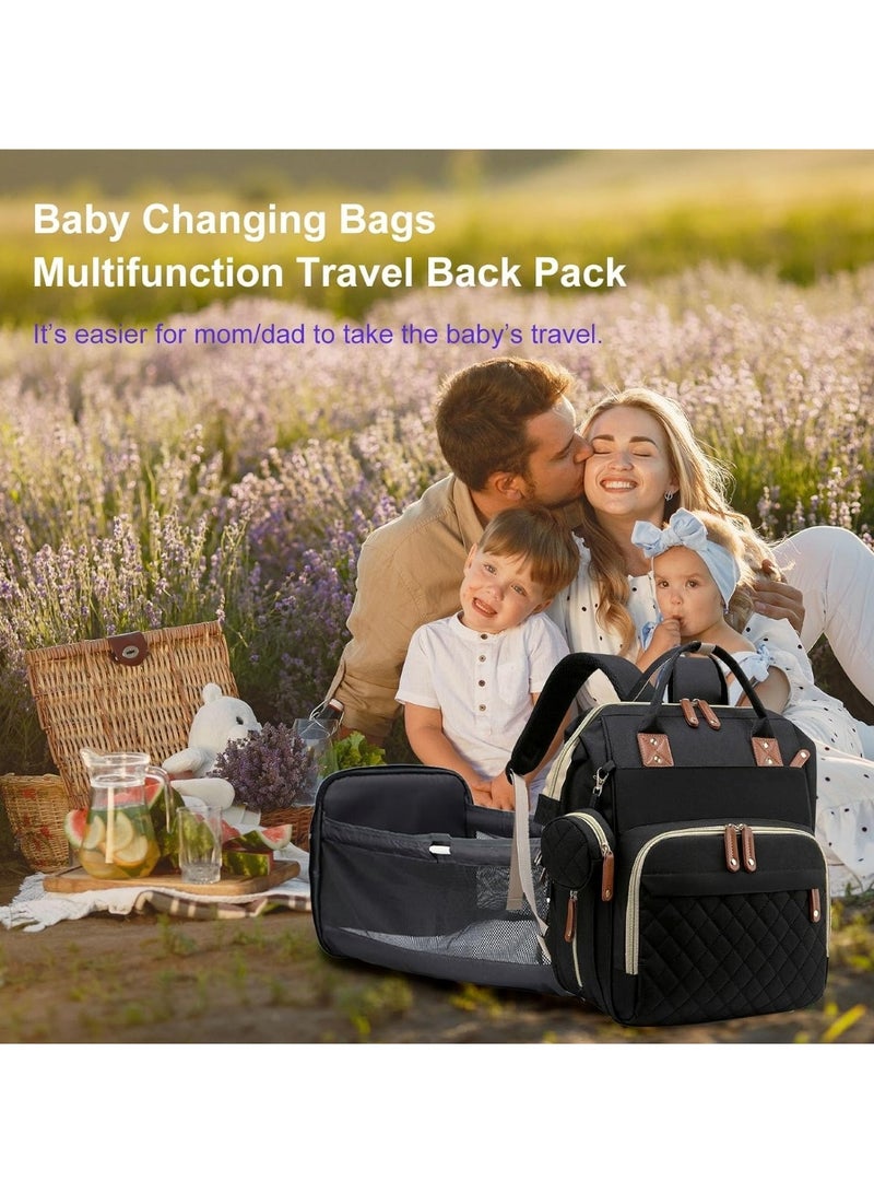 Multifunction Travel Back Pack Maternity Baby Changing Bags Large Capacity Waterproof and Stylish Black