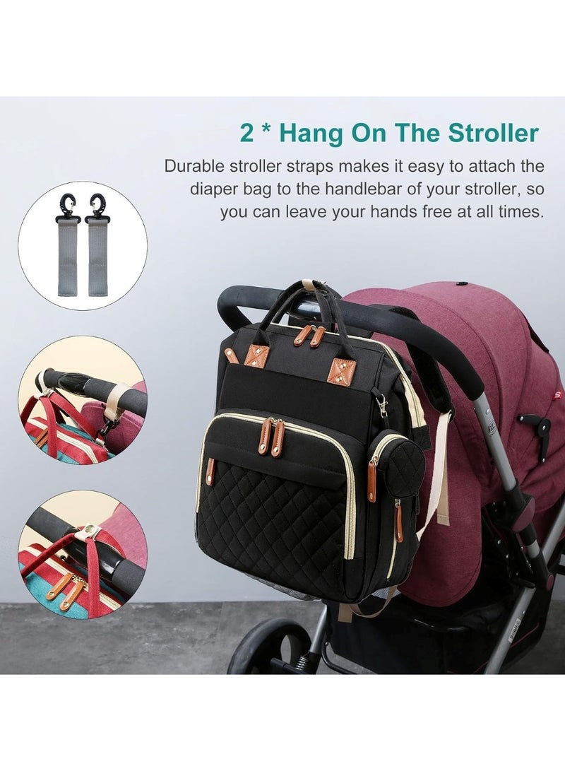 Multifunction Travel Back Pack Maternity Baby Changing Bags Large Capacity Waterproof and Stylish Black