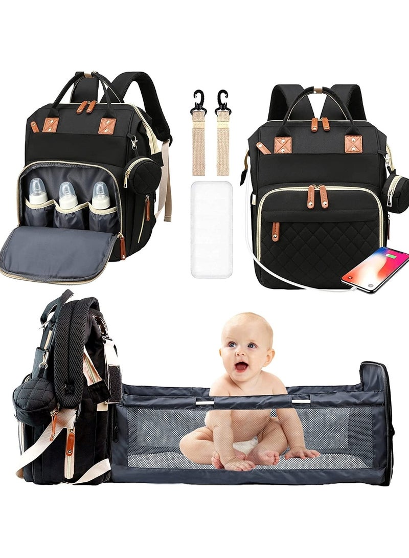 Multifunction Travel Back Pack Maternity Baby Changing Bags Large Capacity Waterproof and Stylish Black