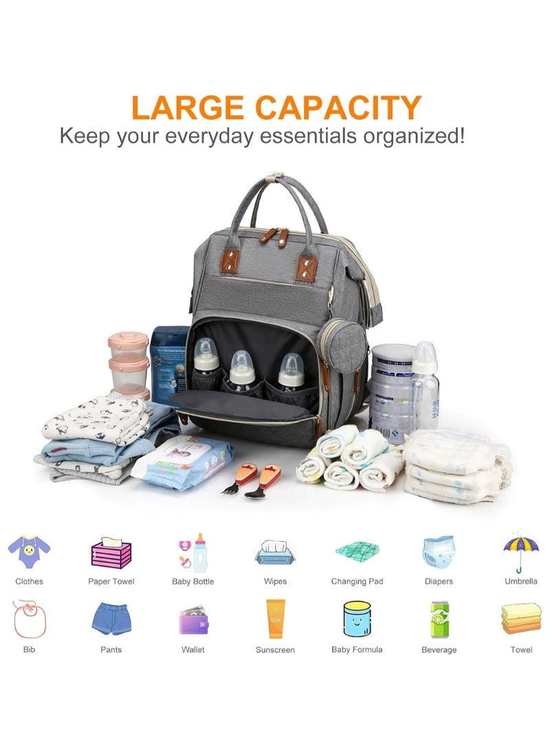 Multifunction Travel Back Pack Maternity Baby Changing Bags Large Capacity Waterproof and Stylish Grey