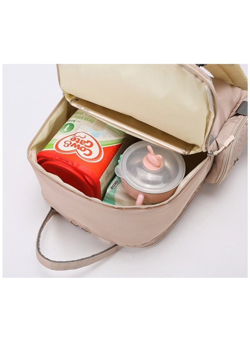 Stylish Khaki Large Capacity Baby Travel Bag for Mums