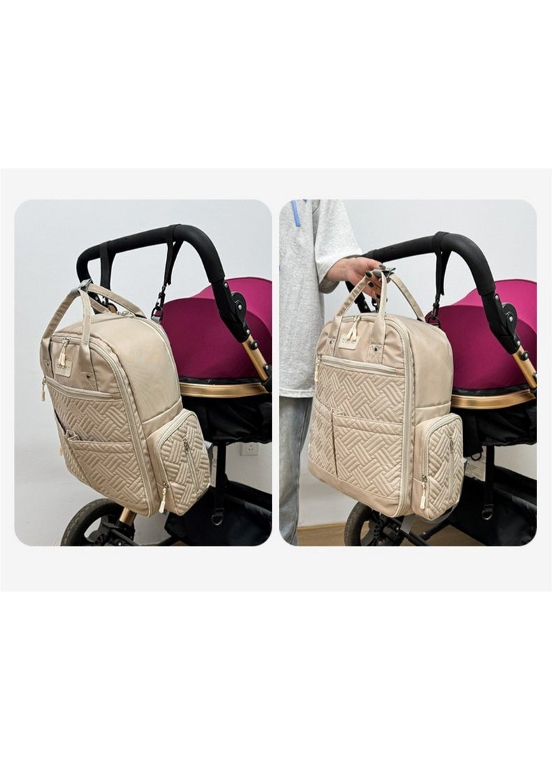 Stylish Khaki Large Capacity Baby Travel Bag for Mums