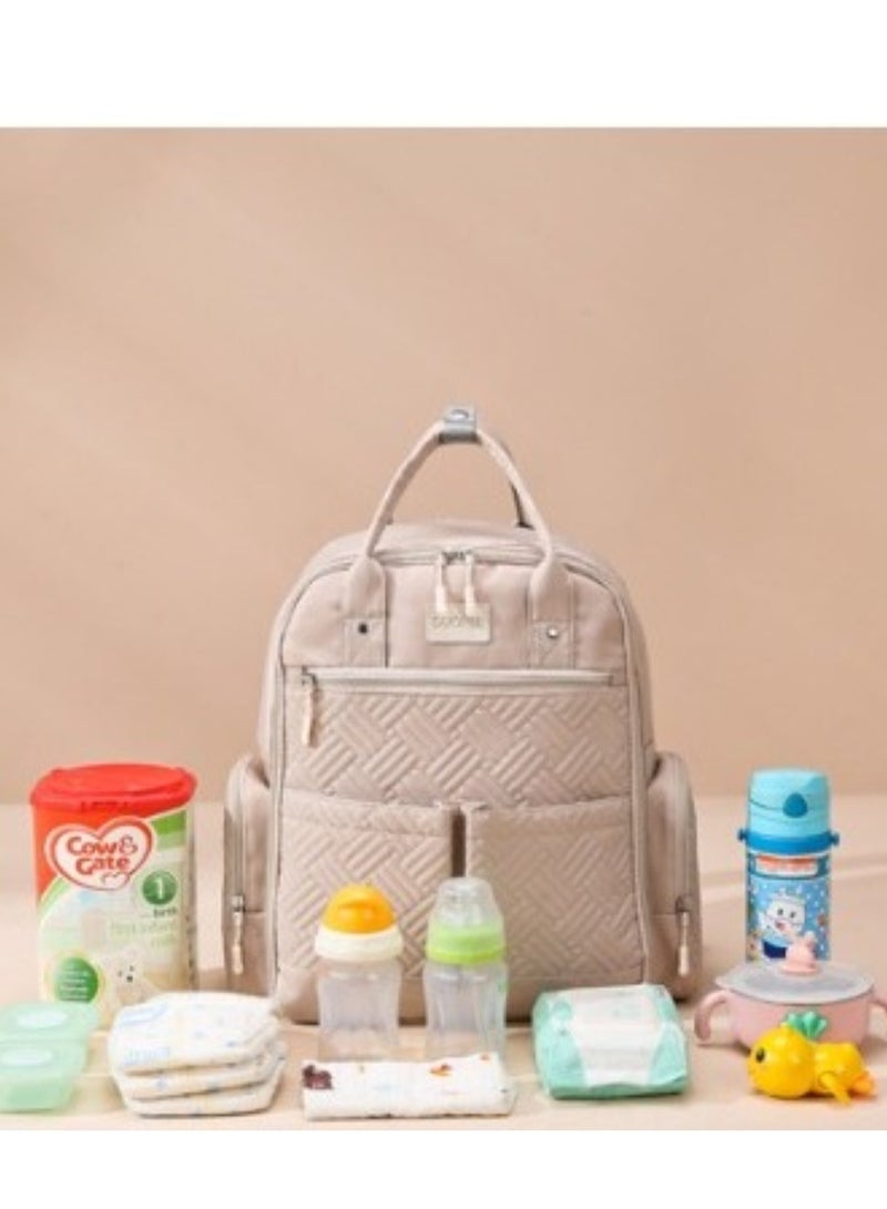 Stylish Khaki Large Capacity Baby Travel Bag for Mums