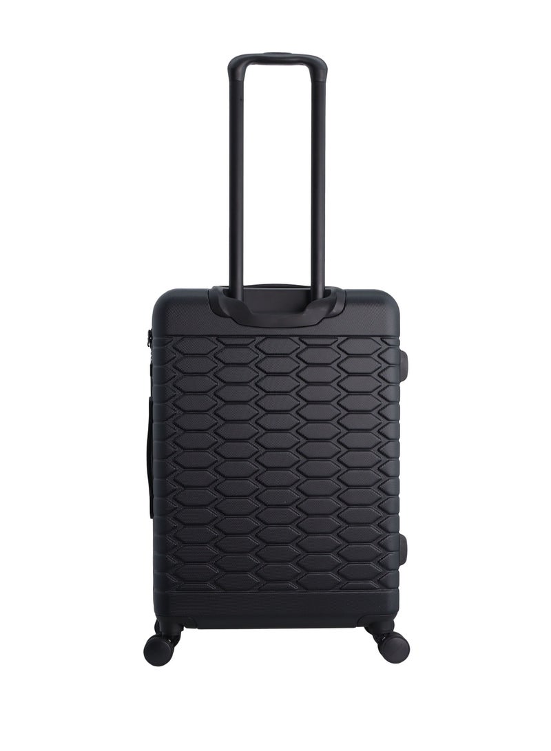 Discovery Reptile ABS Hardshell Medium Check-In Luggage Black, Durable Lightweight Expandable Suitcase, 4 Double Wheel With TSA Lock Trolley Bag (24 Inch).