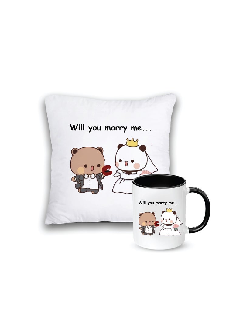 Cushion Cover and Ceramic Mug for Couples - Gift for Boy Friend - Gift for Girl Friend