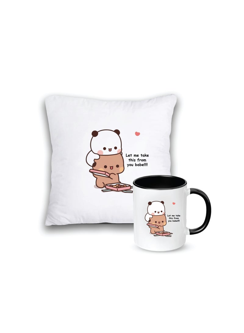 Cushion Cover and Ceramic Mug for Couples - Gift for Boy Friend - Gift for Girl Friend