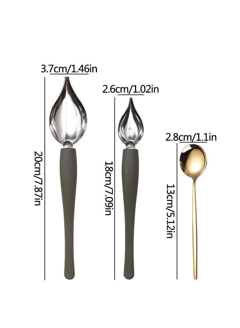 6 Pieces Drawing Decorating Spoon Set,Plated Decorating Pencil Spoon Saucier Drizzle for Decorating, Drizzling, and Drawing on Plates, Cakes