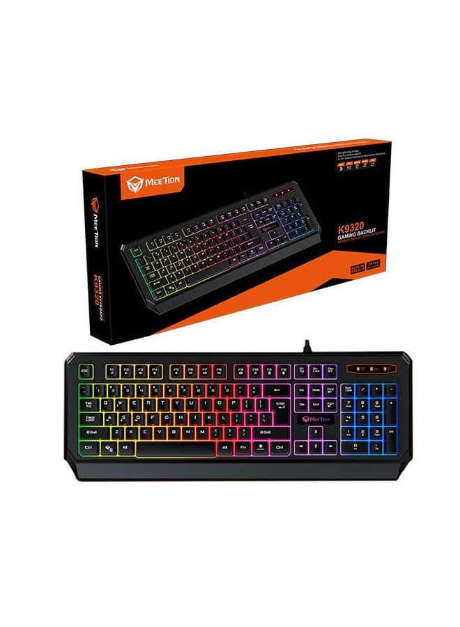 Waterproof Backlit Gaming Keyboard K9320 Black