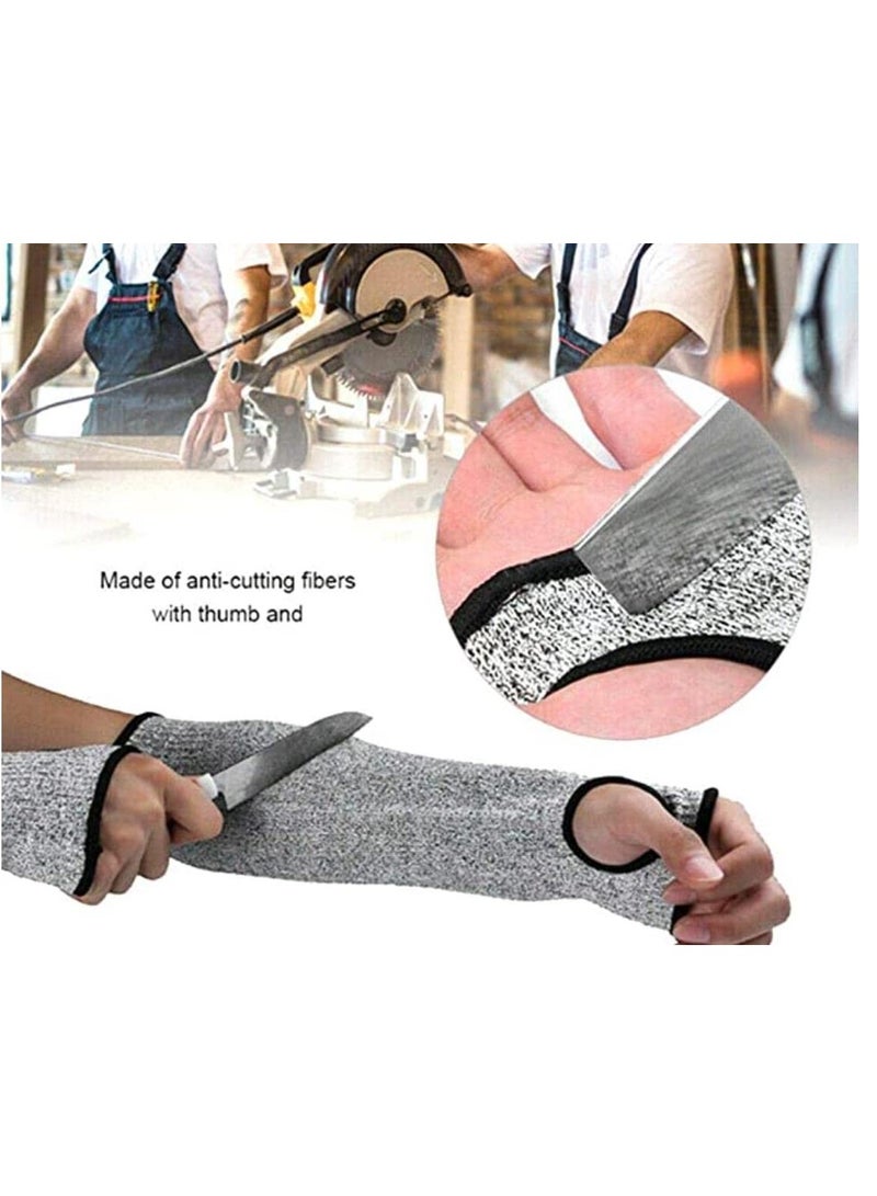 Cut Resistant Sleeves Proof Gloves,18-Inch Cut Resistant Knit Sleeves grade 5 anti-cut Safety Glove,1 set Anti-cut arm cover for Kitchen Butcher Outdoor Work Protective Hands