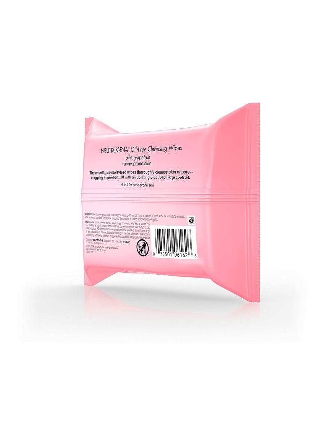 25-Piece Oil-Free Cleansing Pink Grapefruit Wipes 7.4 x 7.2inch