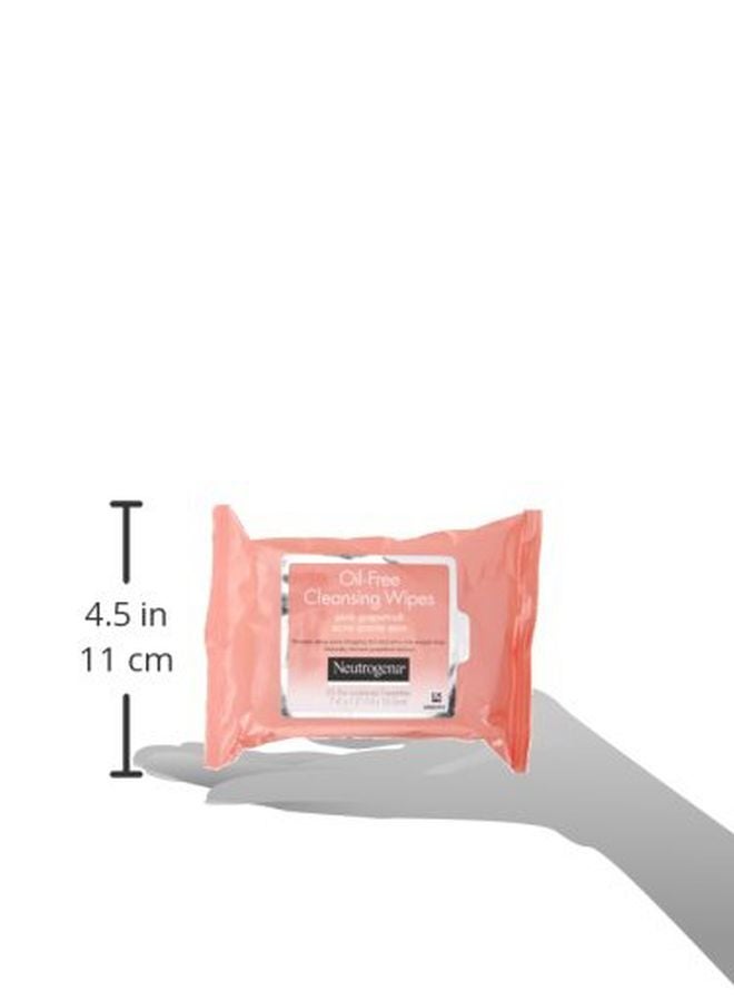 25-Piece Oil-Free Cleansing Pink Grapefruit Wipes 7.4 x 7.2inch