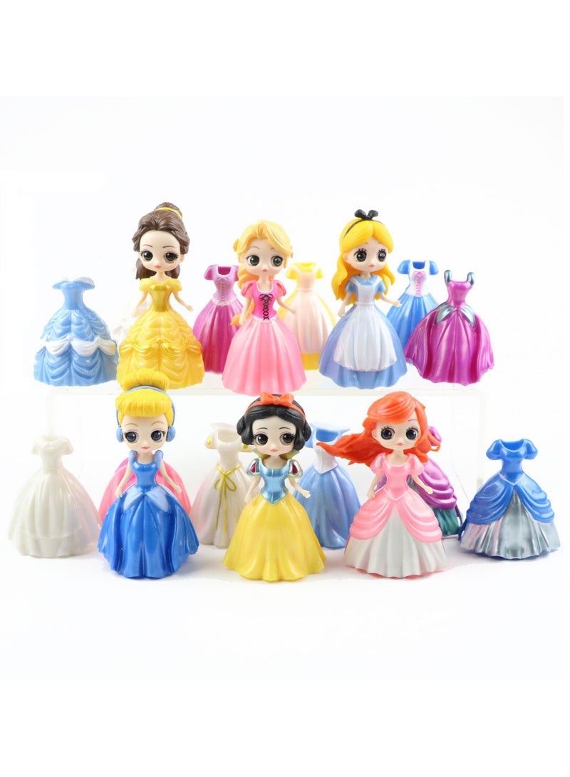 18-Piece Princess Dolls And Dresses Set Height 8cm