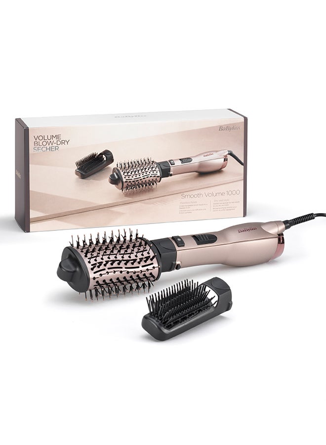 Smooth Volume 1000 Airbrush, 1000W Drying Power Ionic To Fight Frizz And 2 Heat Settings, Style While You Dry, Large Oval Ceramic Barrel For Smoothing - AS90PSDE Rose Quartz