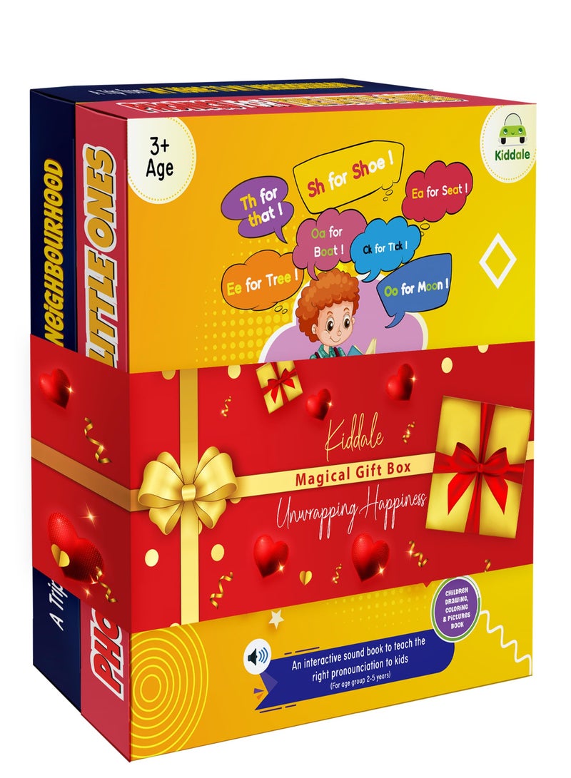 Pack of 2 Musical Interactive Children Sound Books: My Home to Neighbourhood & Phonics|Ideal Gift for 3+ Years Baby|E Learning Book|Smart Intelligent Activity Books|Nursery Rhymes|Talking Book