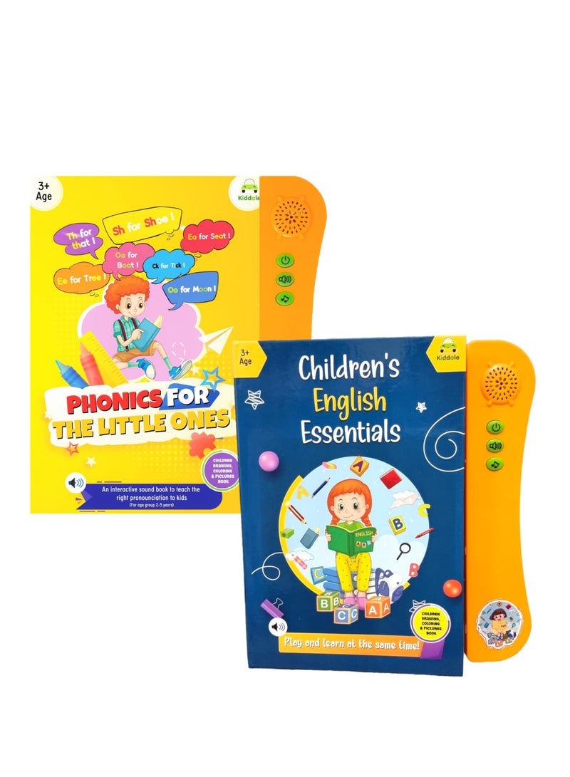 Pack of 2 Musical Interactive Children Sound Books:Phonics & English Essentials|Ideal Gift for 3+ Years Baby|E Learning Book|Smart Intelligent Activity Books|Nursery Rhymes|Talking Book