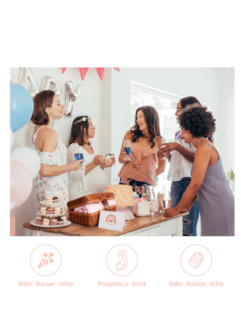 Baby Gift Basket, Newborn Gift Set with Baby Blanket Baby Rattle, Newborn Baby Gift Set, Newborn Baby Gifts, Medium Baby Gift Basket Kit for Expecting Moms(PINK)