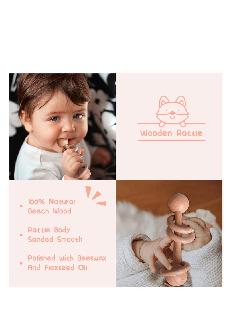 Baby Gift Basket, Newborn Gift Set with Baby Blanket Baby Rattle, Newborn Baby Gift Set, Newborn Baby Gifts, Medium Baby Gift Basket Kit for Expecting Moms(PINK)