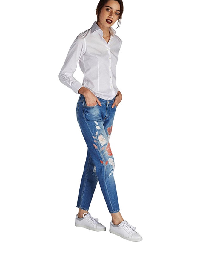 Casual Mid Rise Jean Light Blue