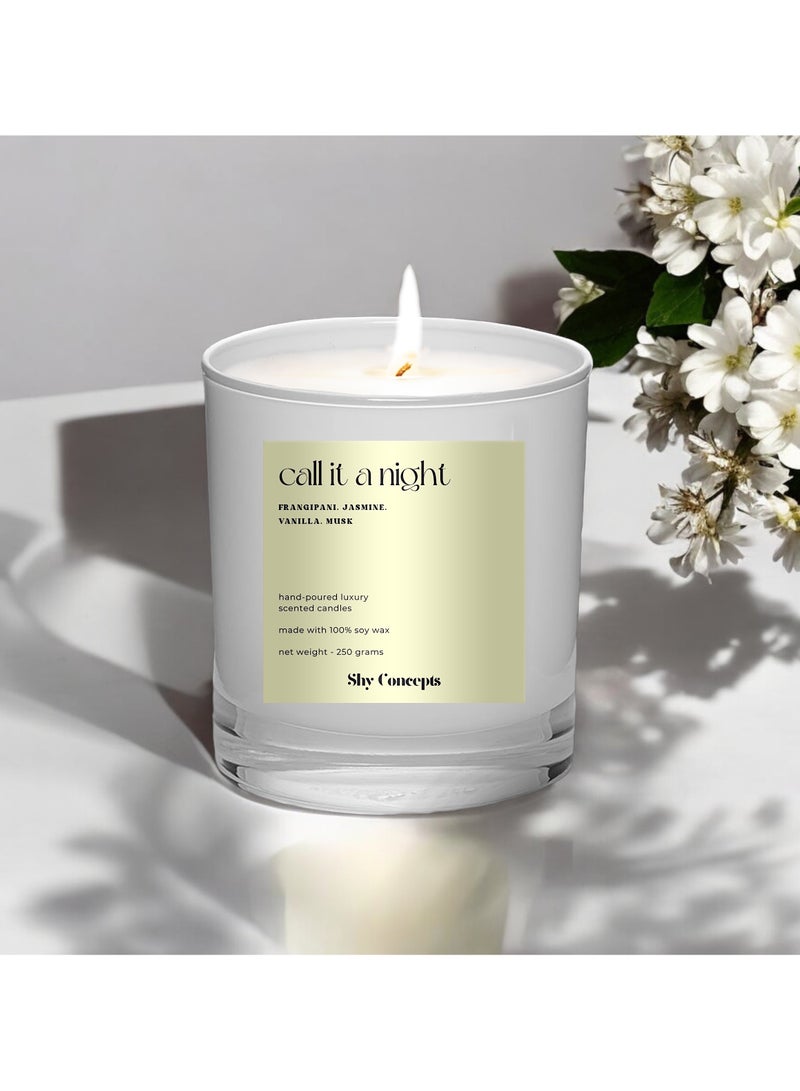 Premium Scented Candle Handmade with Natural Soy Wax for Aromatherapy, Stress Relief, Relaxation, Gift, Home Decor| Fragrance Oils| Frangipani, Jasmine, Vanilla, Musk Scent| White Candle Jar|