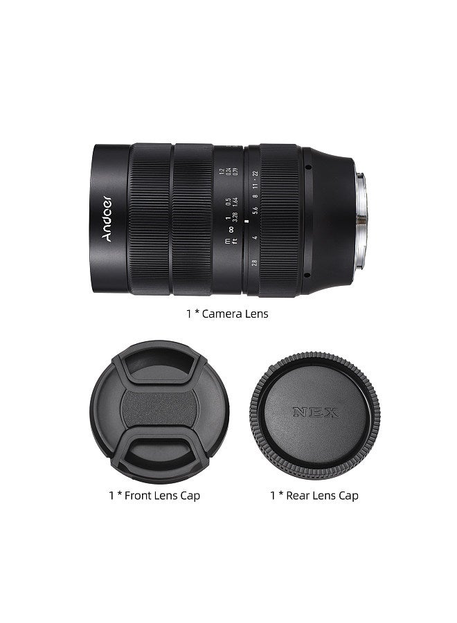 60mm Fixed Focus Camera Lens Full Frame Camera Prime Lens F2.8 Large Aperture Manual Focus 2X Magnification with E-Mount 7 Groups 10 Elements