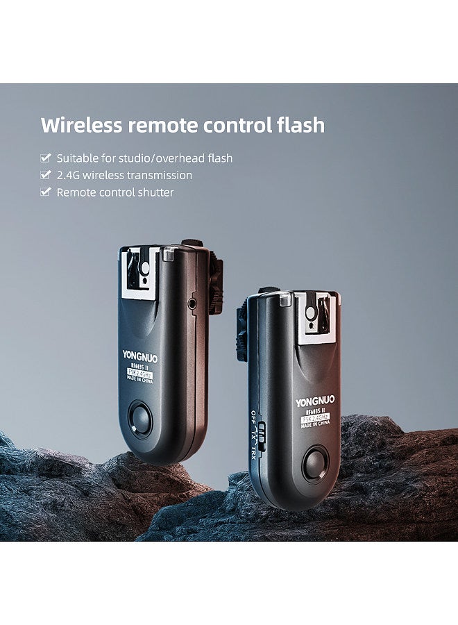 RF603II S2 2.4G Wireless Flash Trigger Transmitter 16 Channels 100M Transmission Range Replacement for Sony A9/A71II/A7R3/A7M3/A7S3/A7/A7R2/A7M2/A7S2/A7R/A7S/A7/A6500/A6300/A6400/A6000/A5100