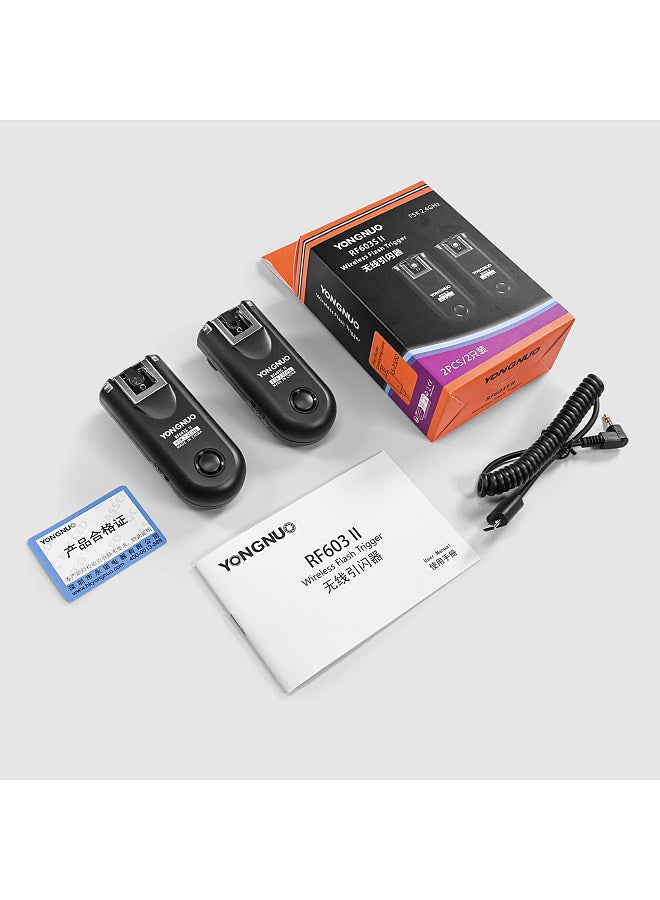 RF603II S2 2.4G Wireless Flash Trigger Transmitter 16 Channels 100M Transmission Range Replacement for Sony A9/A71II/A7R3/A7M3/A7S3/A7/A7R2/A7M2/A7S2/A7R/A7S/A7/A6500/A6300/A6400/A6000/A5100
