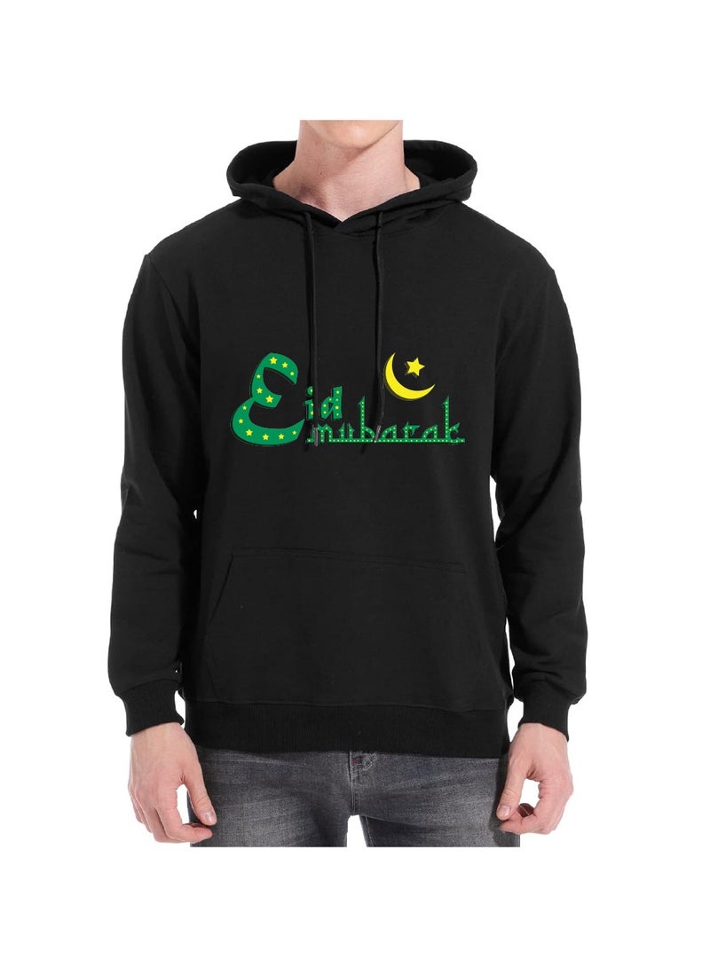 Eid Mubarak Hoodie for Both Men and Women - Soft Cotton Pullover - Long Sleeve with Drawstring and Kangaroo Pockets - Perfect for Travel - Celebrate Eid in Style